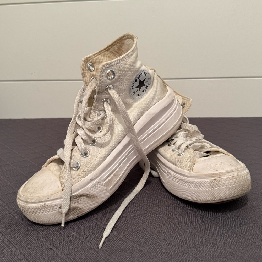 Converse Off-White High-Top Platform Sneakers, Women’s 6